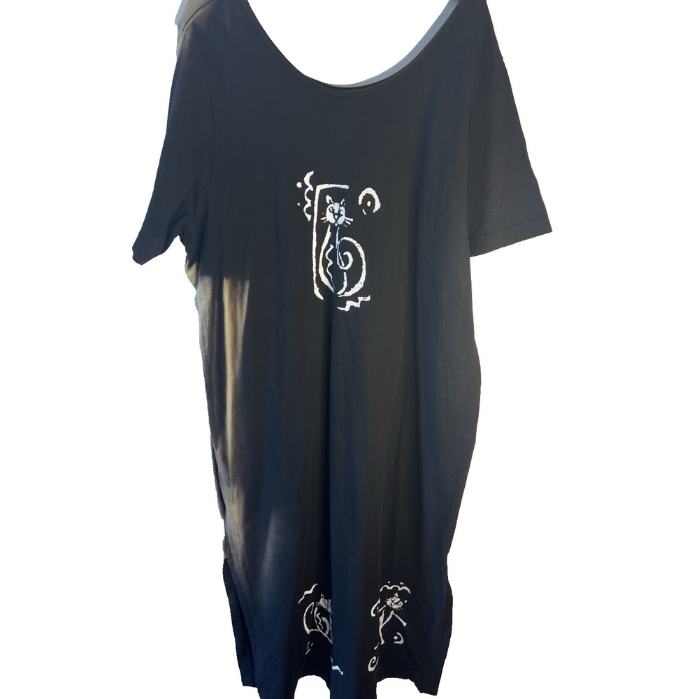 Vtg Cotton Connection Crazy Cat Lady Tie Dye Oversized Moo Maxi Dress Women USA